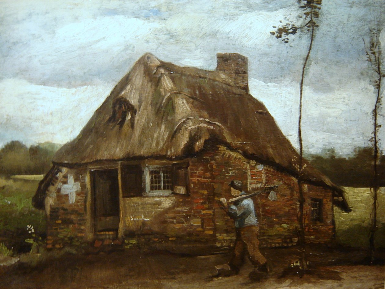 Cabaña con campesino regresando a casa tekijältä Vincent van Gogh