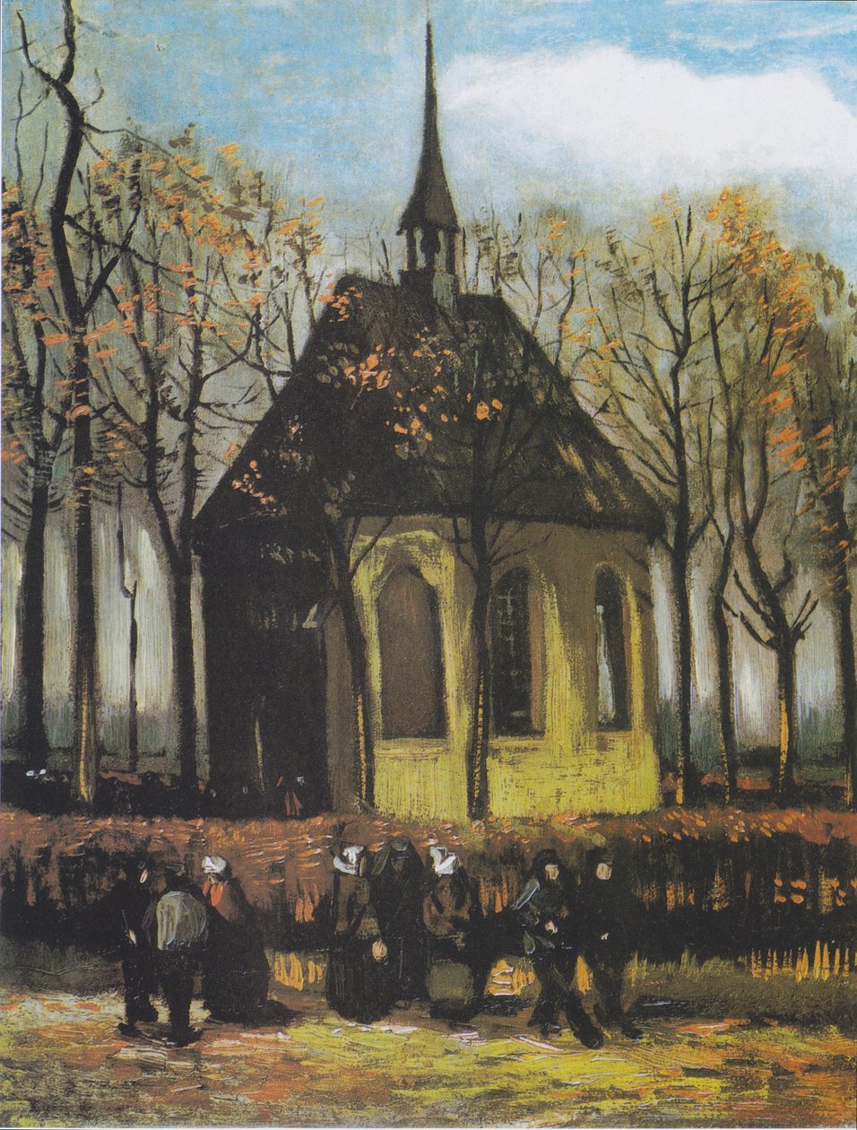 Nuenenin kirkko, jossa on kävijöitä tekijältä Vincent van Gogh