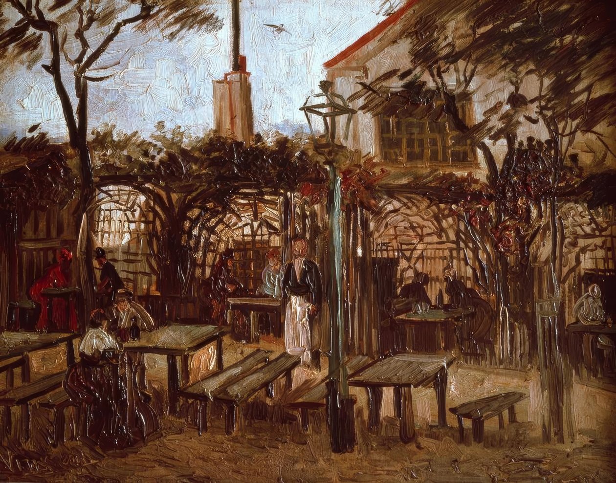 Gartenlokal La Guinguette auf dem Montmartre tekijältä Vincent van Gogh