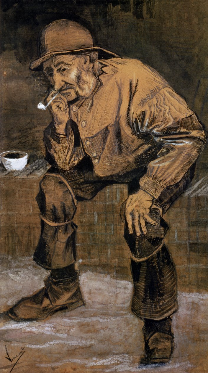 Vanha mies piipun kanssa, 1883 (kynä, mustetta ja hiiltä) tekijältä Vincent van Gogh