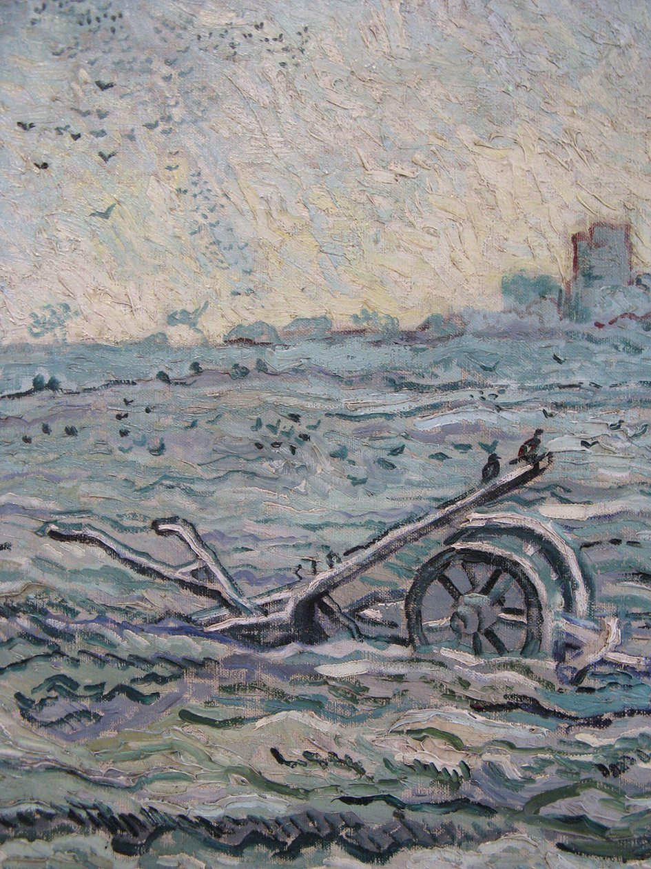Ondergesneeuwd veld met een esim tekijältä Vincent van Gogh