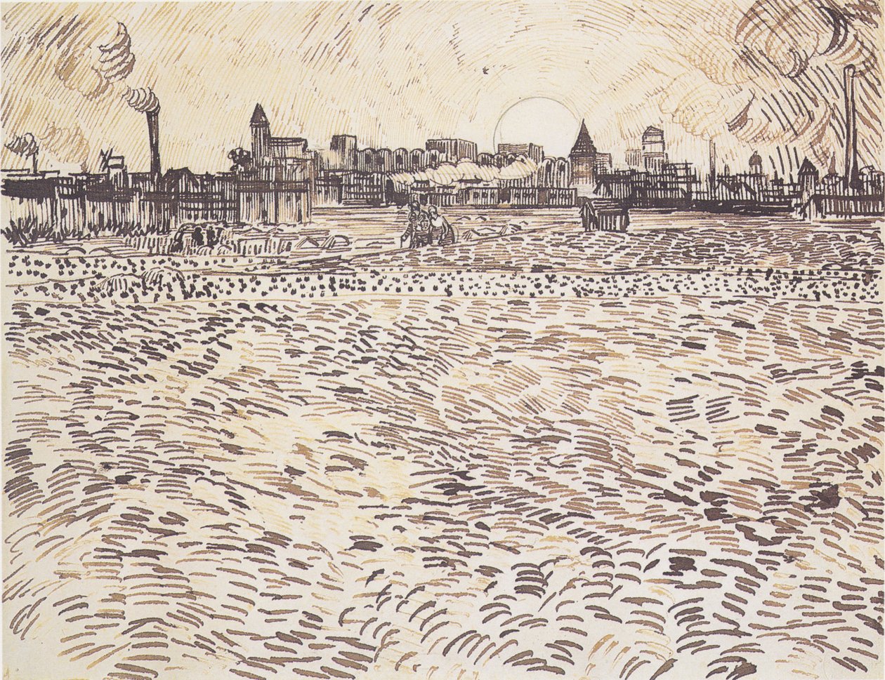 Kesäilta, piirros maalatusta opuksesta tekijältä Vincent van Gogh