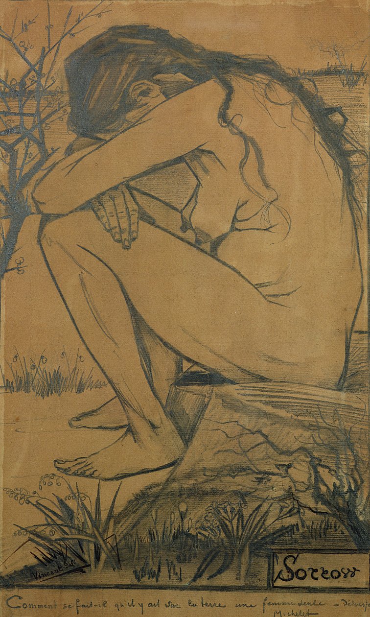Sorrow, 1882 (lyijykynä, kynä ja muste) tekijältä Vincent van Gogh