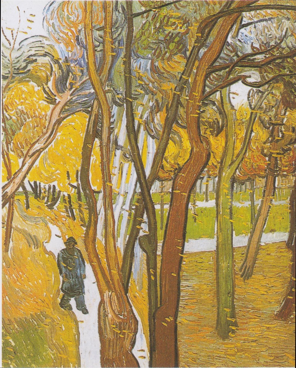 Kävelijöitä puistossa putoavat lehdet tekijältä Vincent van Gogh