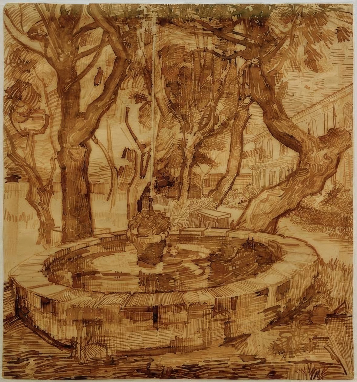 Springbrunnen im Garten der Heilanstalt tekijältä Vincent van Gogh