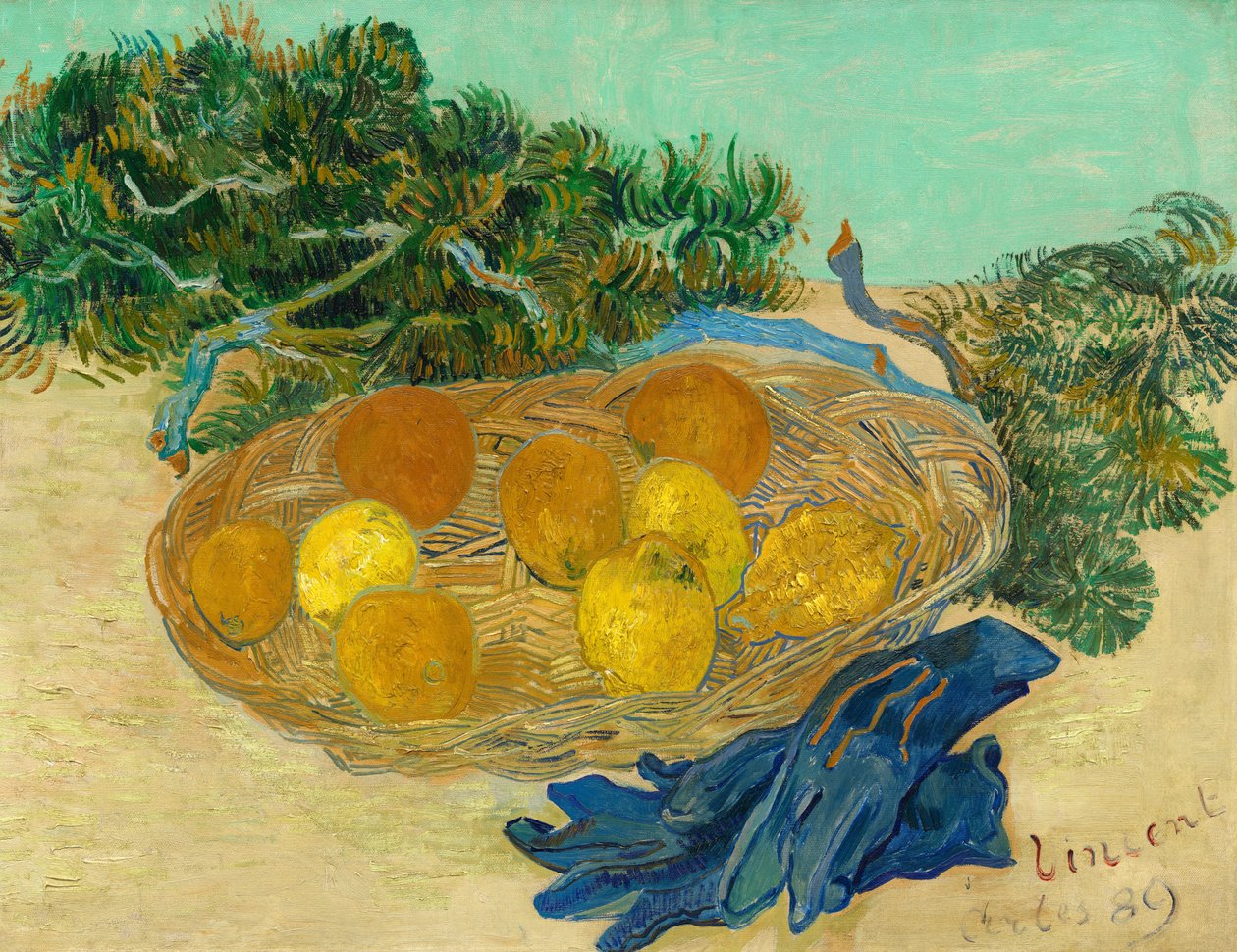Appelsiinien ja sitruunoiden asetelma sinisillä käsineillä tekijältä Vincent van Gogh