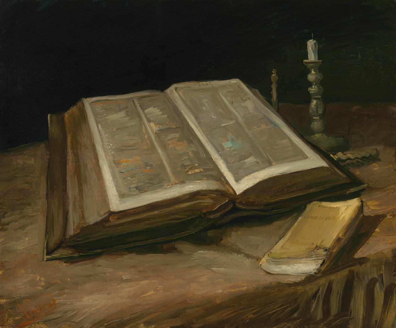 Asetelma Raamatun kanssa, 1885 tekijältä Vincent van Gogh