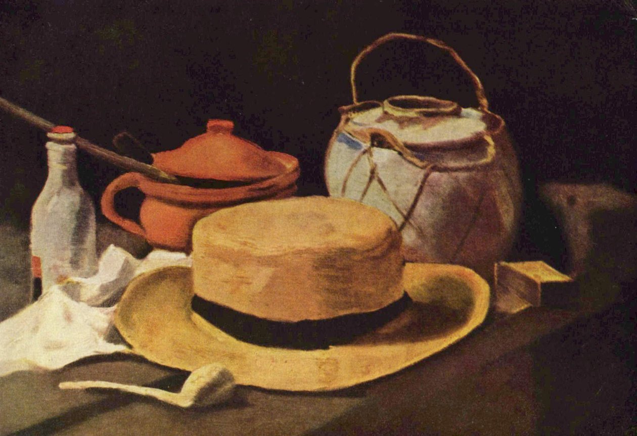 Stilleben mit Strohhut und Pfeife tekijältä Vincent van Gogh