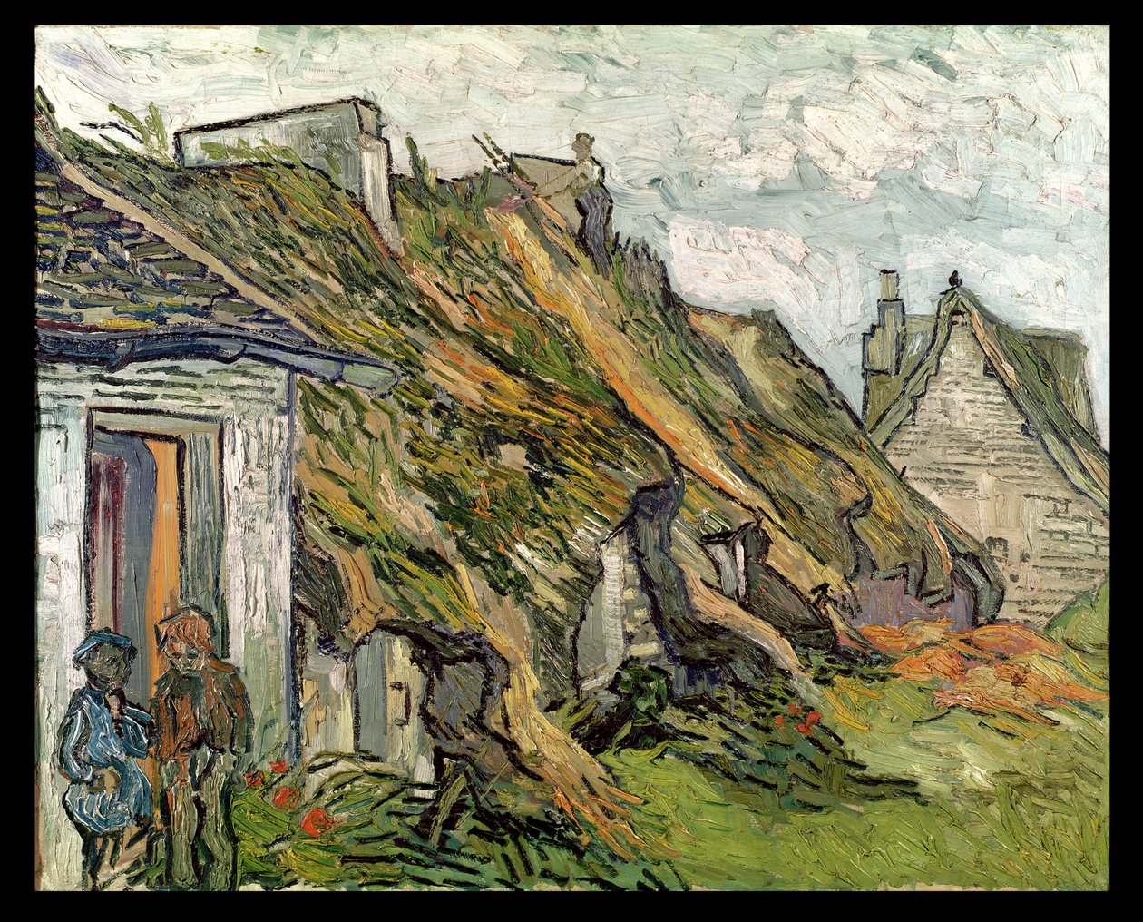 Olkikattoiset mökit Chaponvalissa, Auvers-sur-Oisessa, 1890 tekijältä Vincent van Gogh