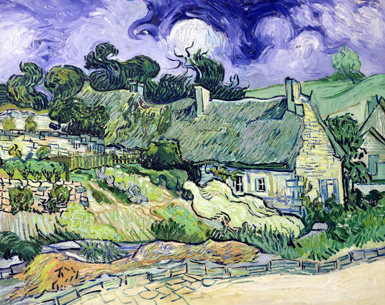 Olkikattoiset mökit Cordevillessä, Auvers-sur-Oisessa, 1890 tekijältä Vincent van Gogh