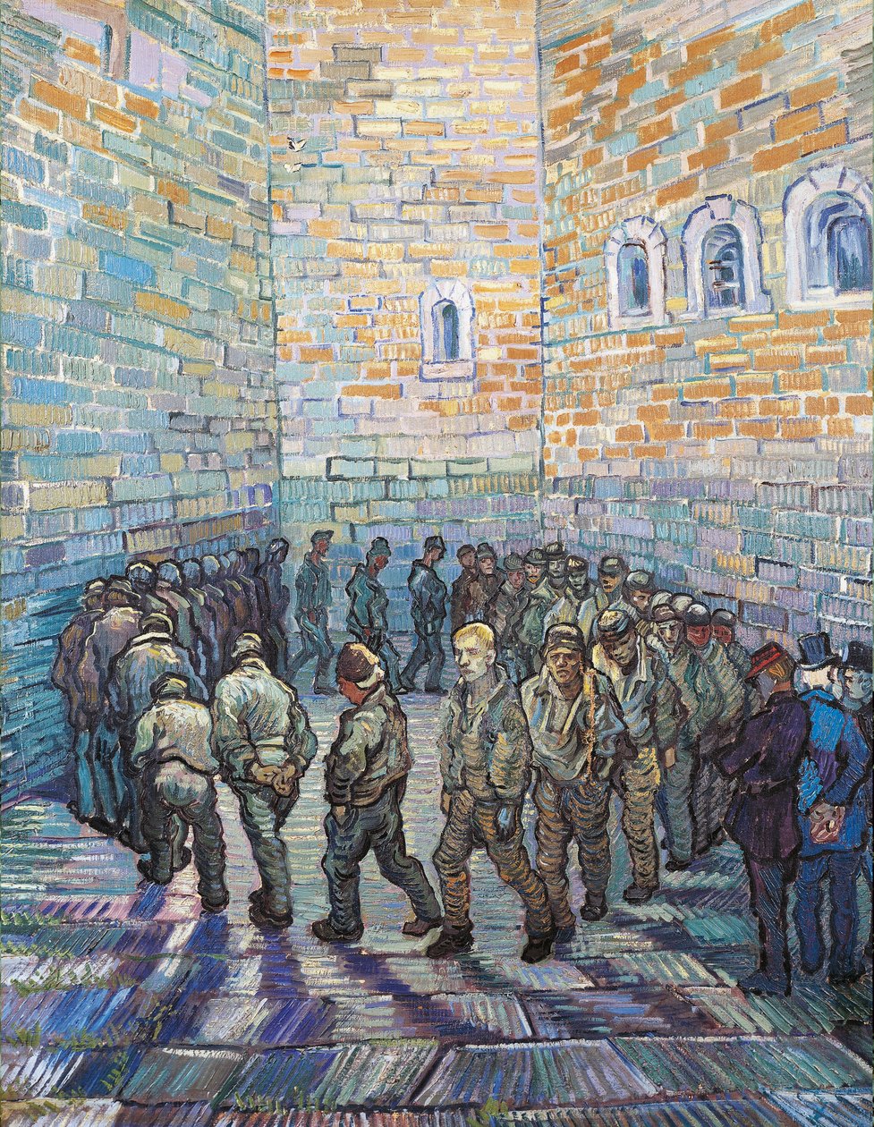 Harjoituspiha eli Vankilan vankila, 1890 tekijältä Vincent van Gogh