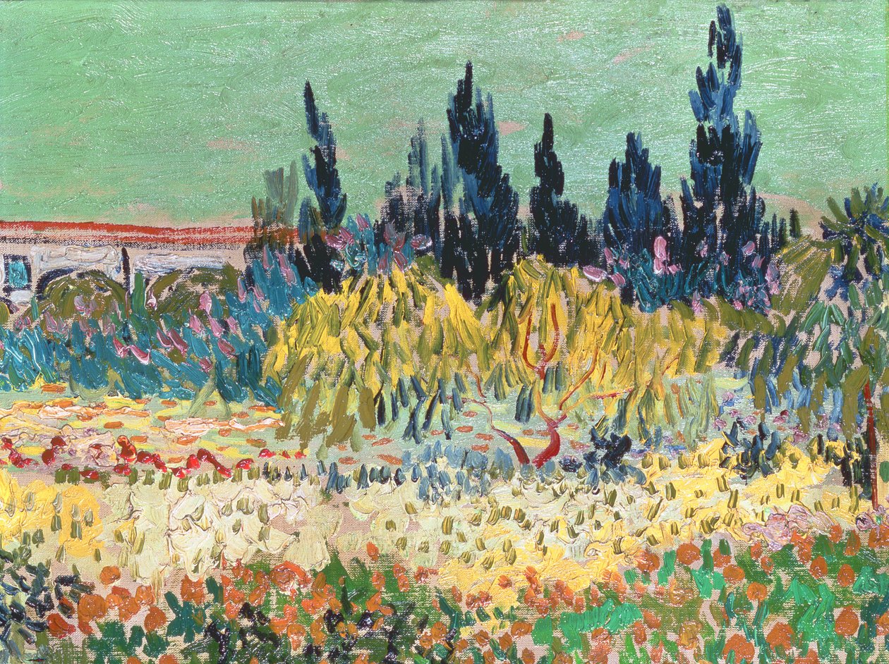 The Garden at Arles, yksityiskohta sypressipuista, 1888 (yksityiskohta 78273) tekijältä Vincent van Gogh