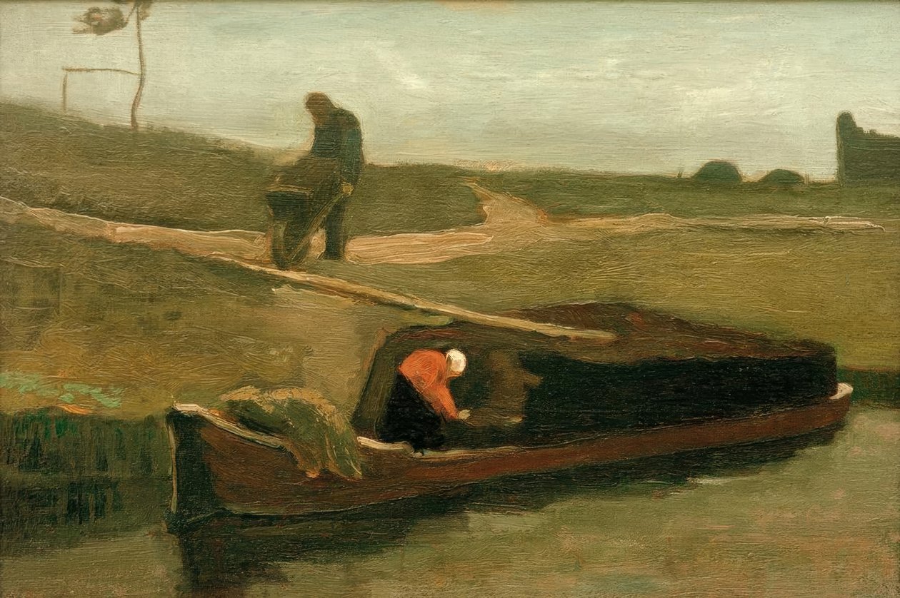 Torfboot mit zwei Figuren tekijältä Vincent van Gogh