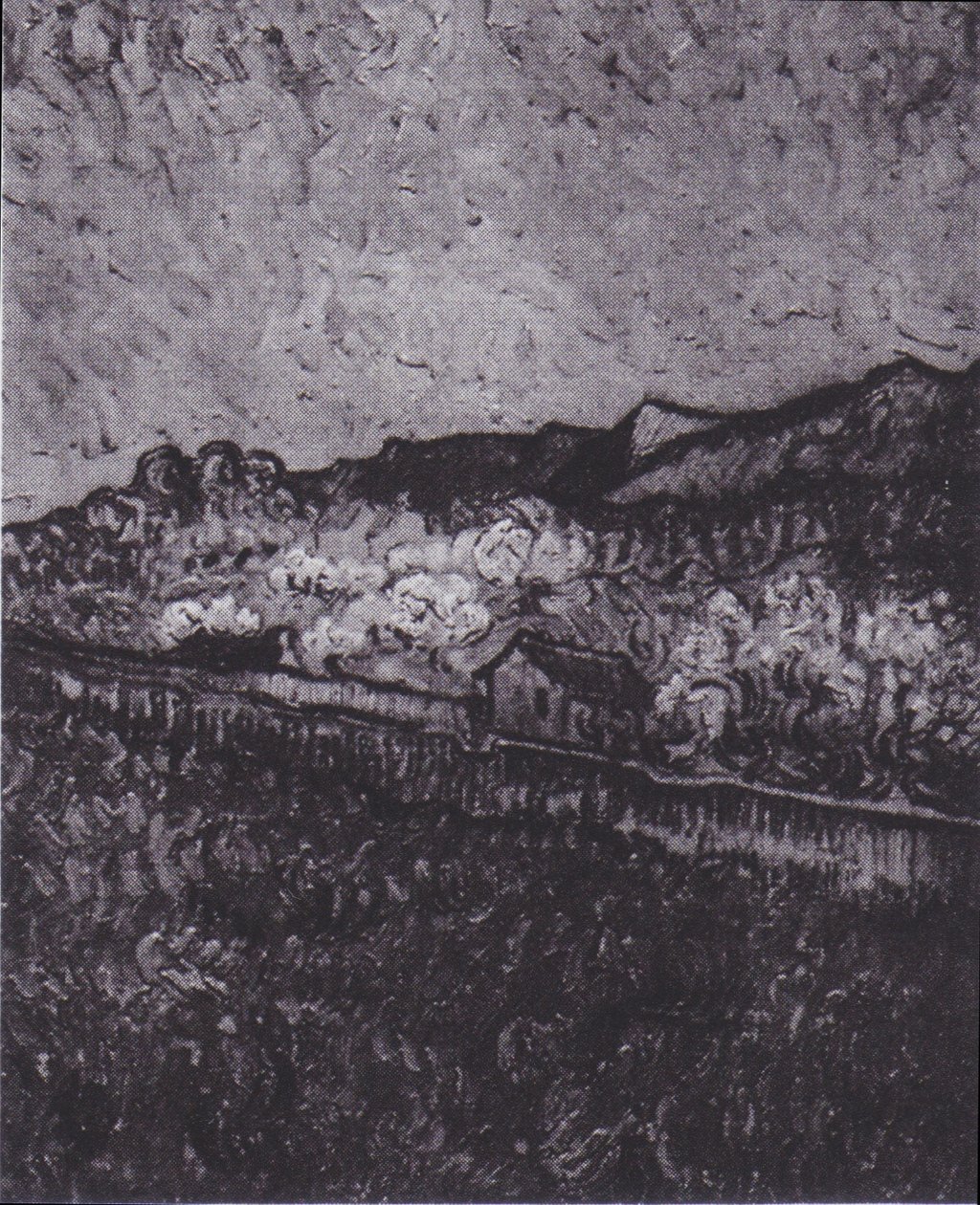 Suljettu kenttä näkymä vuoristomaisemaan tekijältä Vincent van Gogh