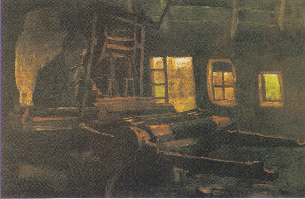 Weber huoneessa, jossa on kolme kapeaa ikkunaa tekijältä Vincent van Gogh