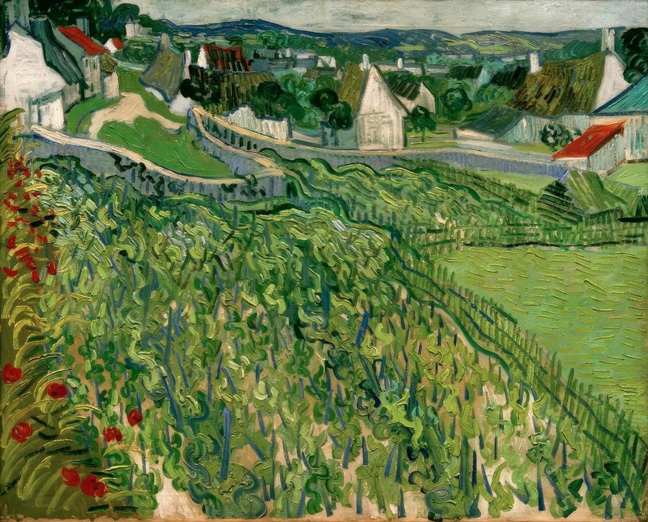 Weinberge ja Blick auf Auvers tekijältä Vincent van Gogh