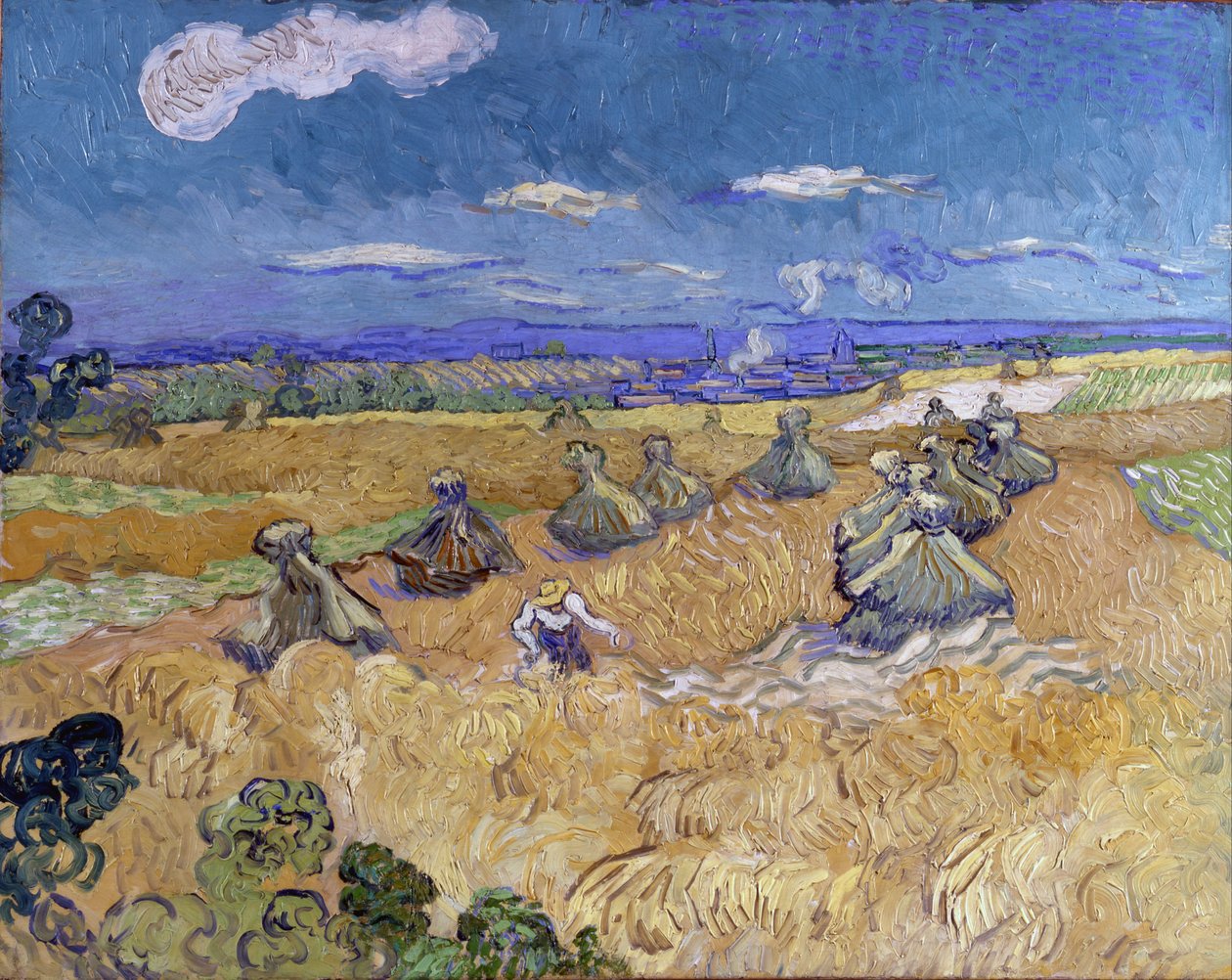 Vehnäpellot reaper, Auvers tekijältä Vincent van Gogh