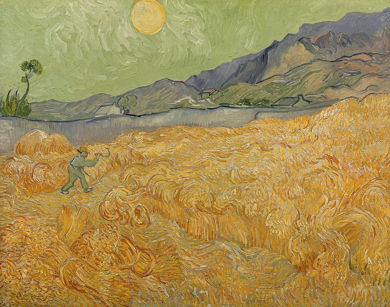 Vehnäpelto Reaperin kanssa, 1889 tekijältä Vincent van Gogh