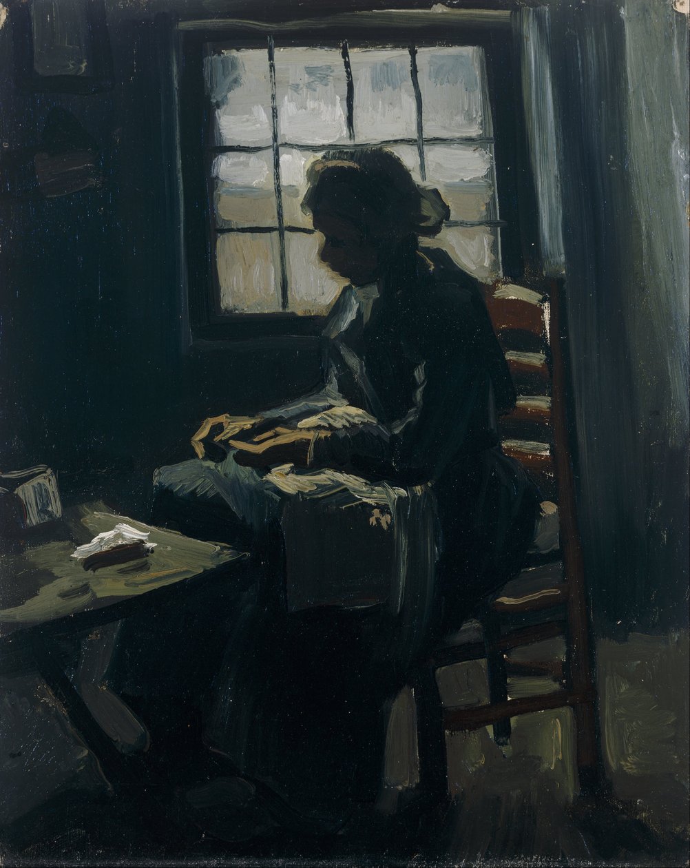 Nainen ompelemassa tekijältä Vincent van Gogh