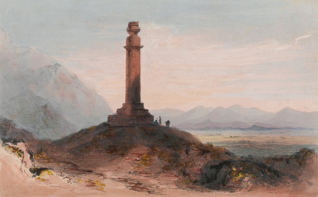 Aleksanterin pylväs lähellä Cabulia, n. 1842 (väri litho) tekijältä Vincent (after) Eyre