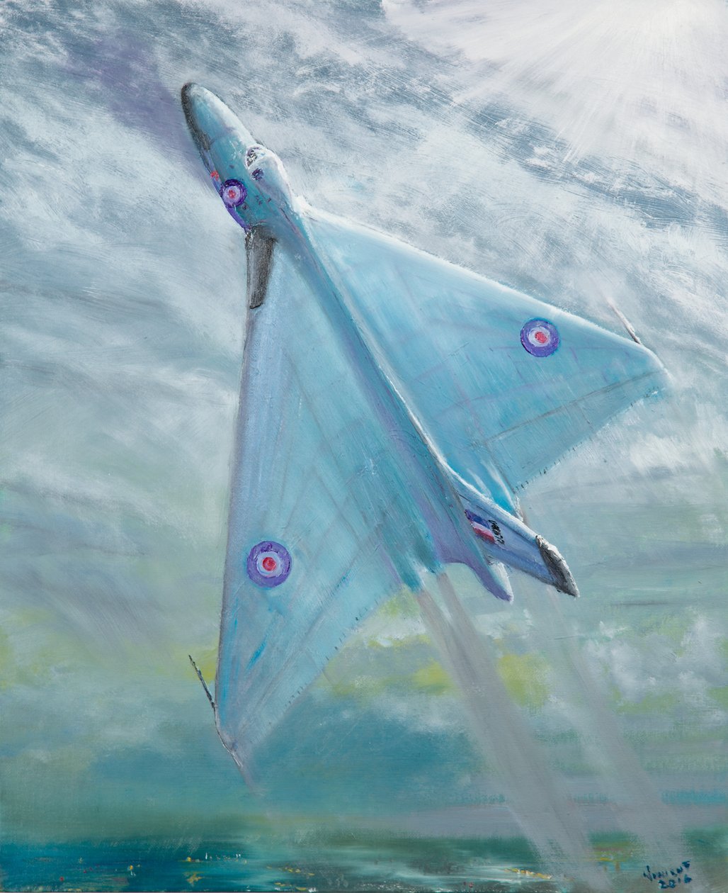 Avro Vulcan B1 Yölento, 2016, (öljy kankaalle) tekijältä Vincent Alexander Booth