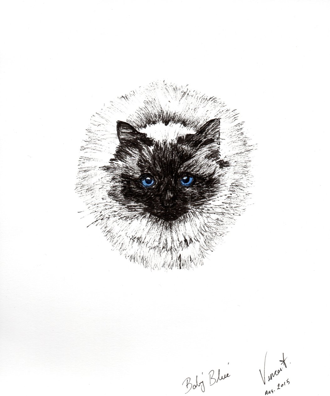 Vauvan pallo, 2015, (muste paperille) tekijältä Vincent Alexander Booth