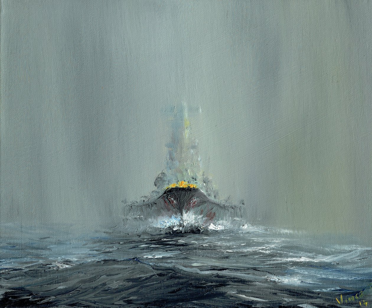 Battleship Yamato 1945, 2016, (öljy kankaalle) tekijältä Vincent Alexander Booth