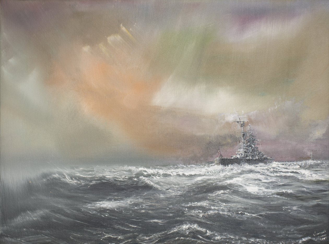 Bismarck signaalit Prinz Eugen 0959hrs 24051941, 2007, (Öljy kankaalle) tekijältä Vincent Alexander Booth