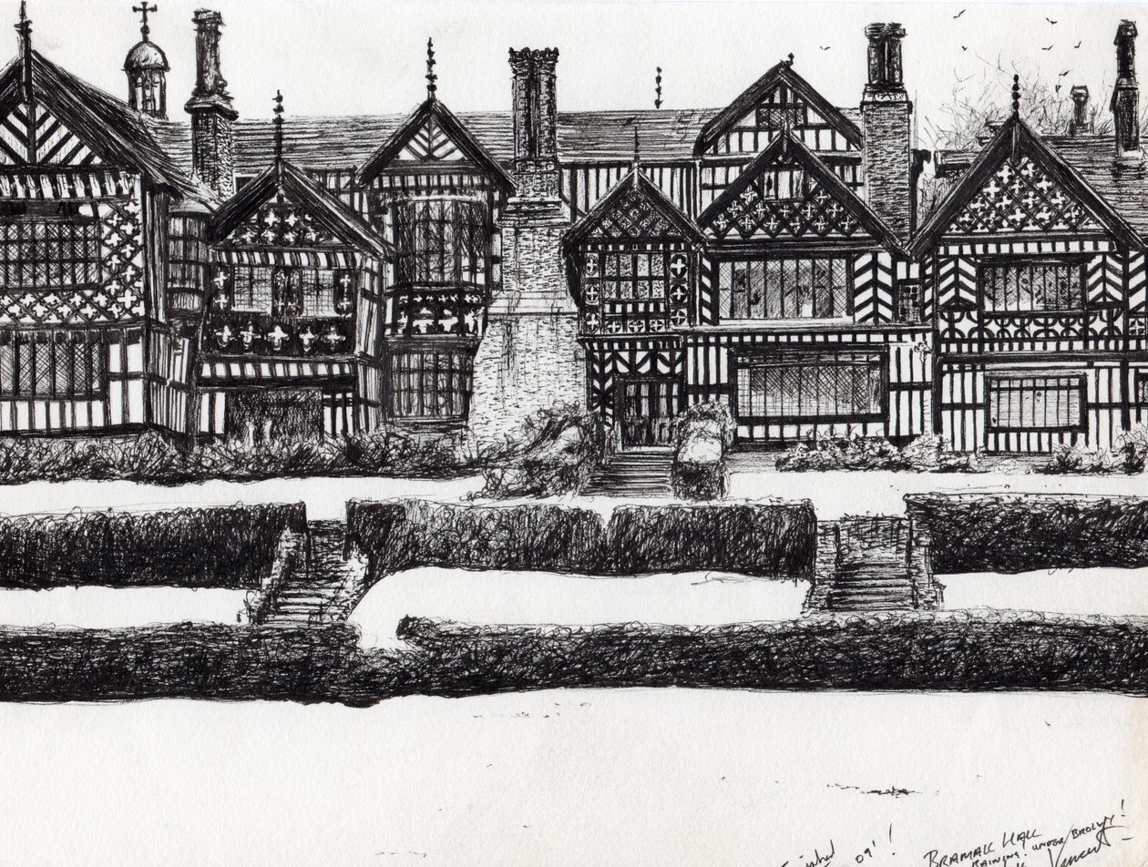 Bramall Hall Bramhall, 2004, (muste paperille) tekijältä Vincent Alexander Booth