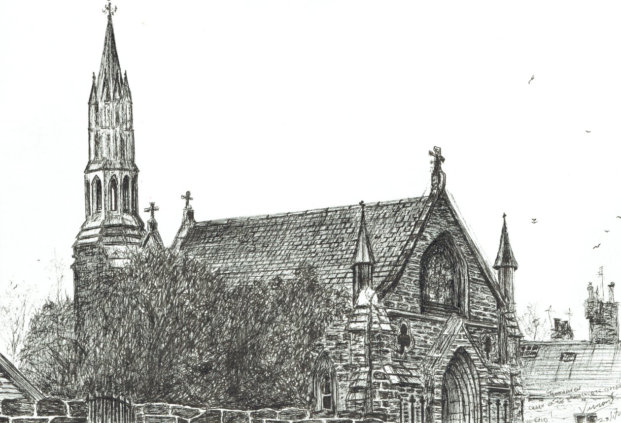 Church at Stonehaven, Skotlanti, 2007, (muste paperille) tekijältä Vincent Alexander Booth