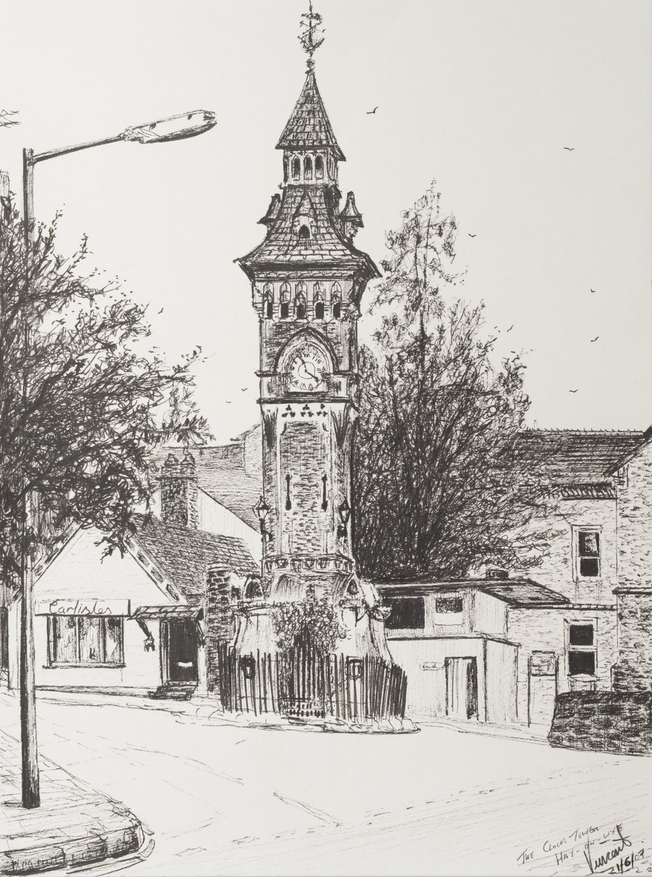 Kellotorni, Hay on Wye, 2007, (muste paperille) tekijältä Vincent Alexander Booth