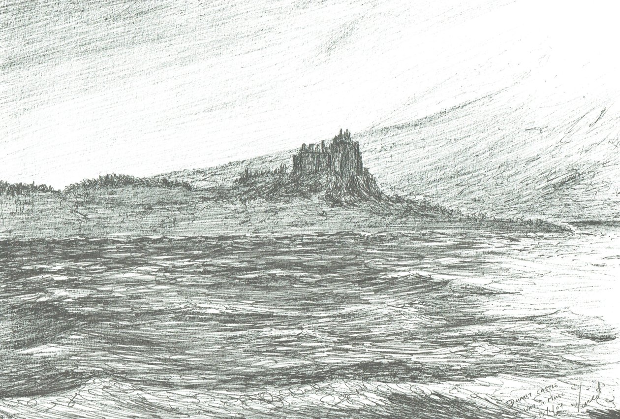 Duart Castle lautalta; 2007; (muste paperilla) tekijältä Vincent Alexander Booth