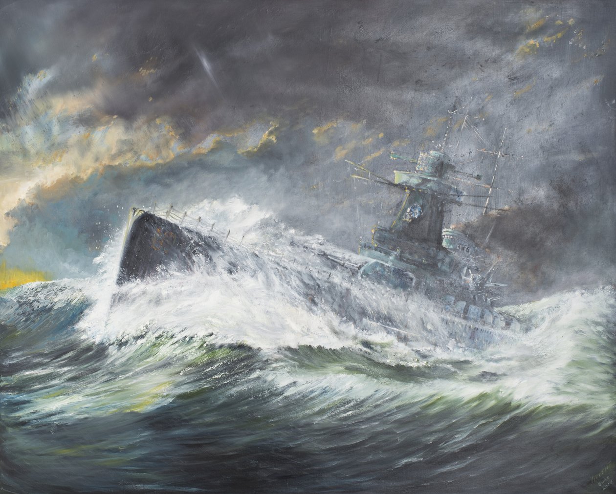 Graf Spee saapuu Intian valtamerelle 3. marraskuuta 1939, 2006, (Öljy kankaalle) tekijältä Vincent Alexander Booth
