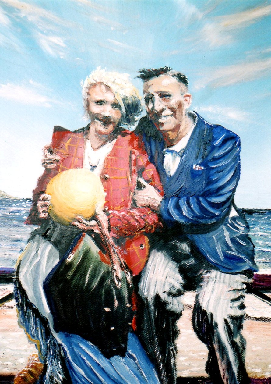 Isoisä ja isoisä pallon kanssa meren rannalla, 2017 tekijältä Vincent Alexander Booth