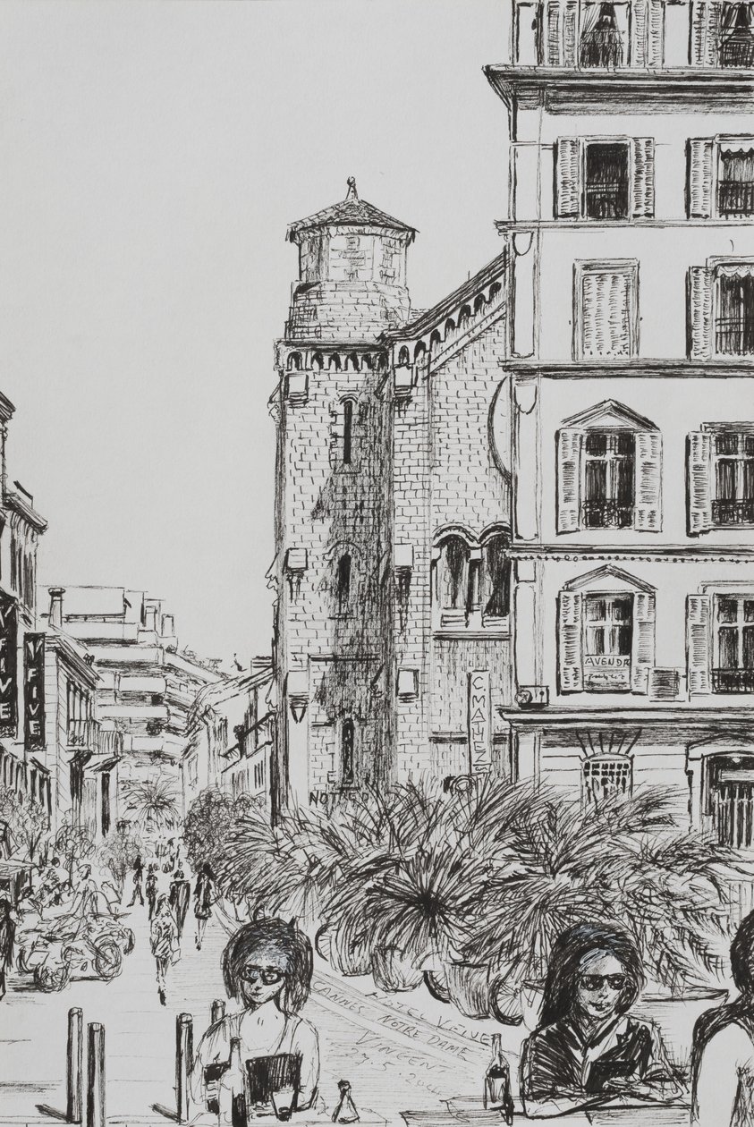 Hotel 5 ja Notre Dame Cannes, 2014, (muste paperille) tekijältä Vincent Alexander Booth