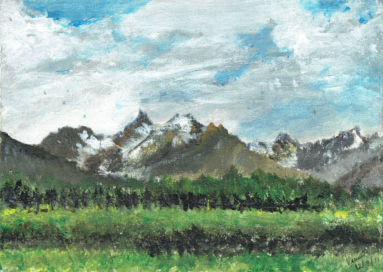 Hotellinäkymä Cransissa, 2011, (akryyli kankaalle) tekijältä Vincent Alexander Booth