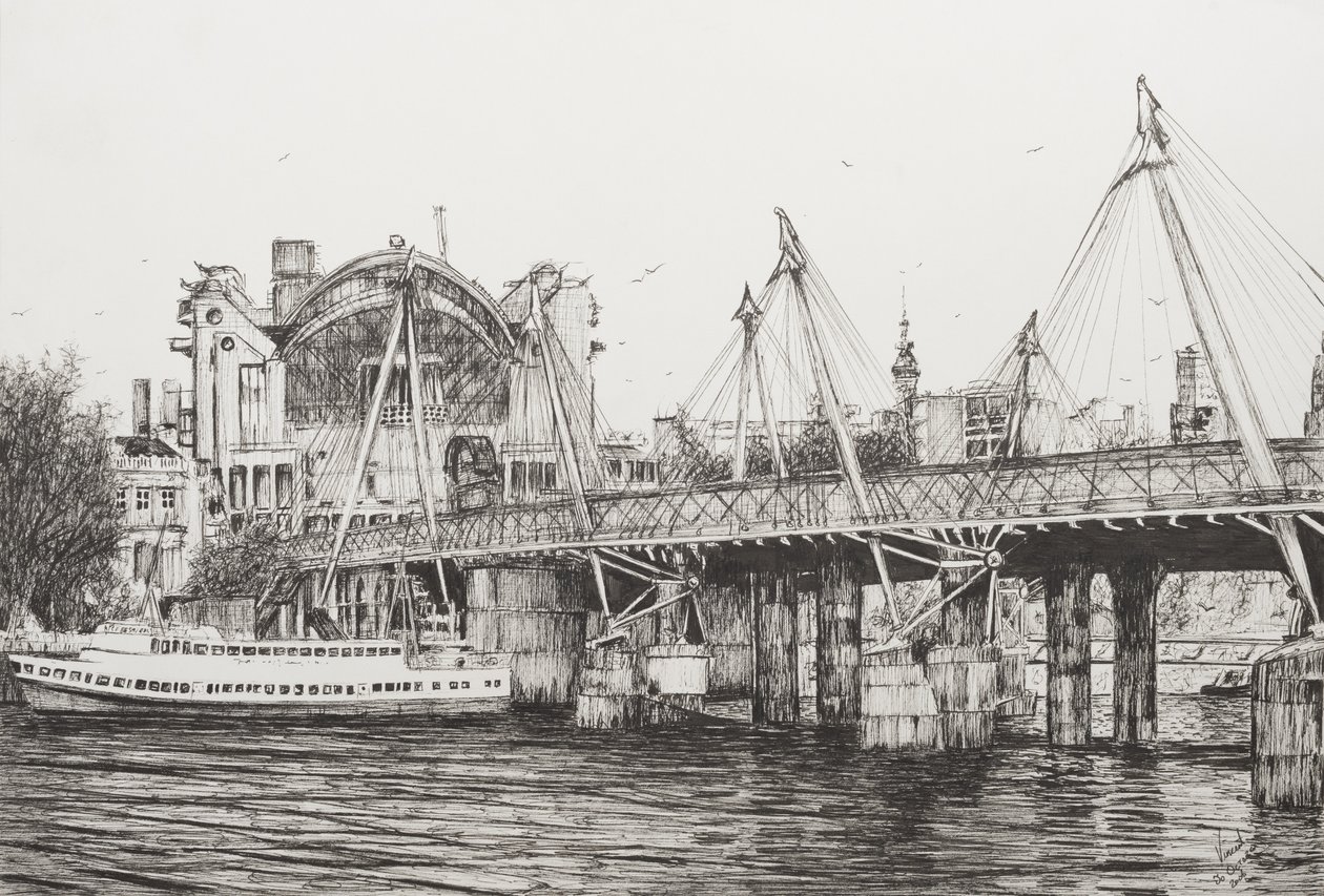 Hungerford Bridge London, 2006, (muste paperille) tekijältä Vincent Alexander Booth