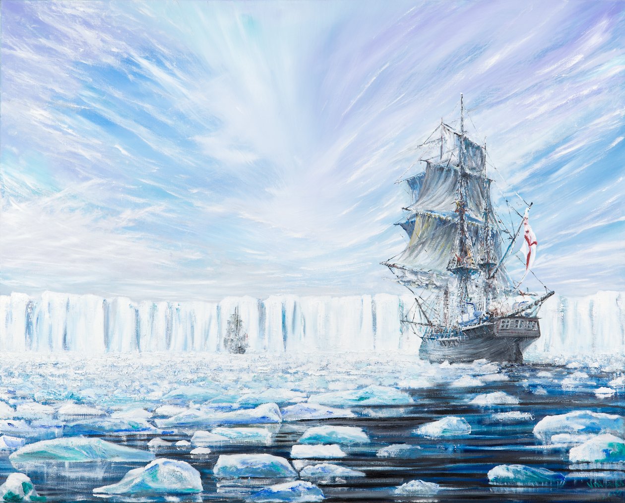 James Clark Ross löytää Etelämantereen jäähyllyn tammikuussa 1841, 2016, tekijältä Vincent Alexander Booth