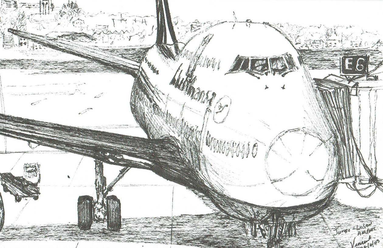Jumbo Jet Loganin lentokentällä, 2003 tekijältä Vincent Alexander Booth
