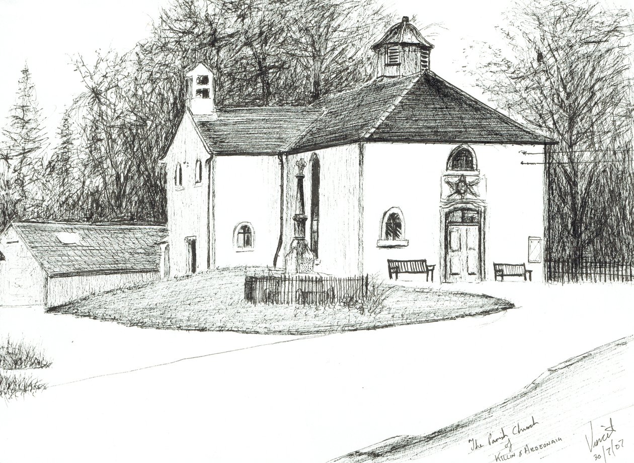 Killin & Ardeonaig Parish Church, 2007, (muste paperille) tekijältä Vincent Alexander Booth