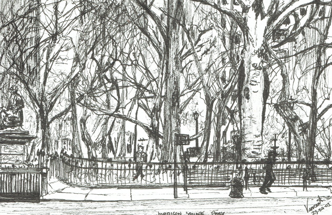 Madison Square Park New York, 2003, (muste paperille) tekijältä Vincent Alexander Booth