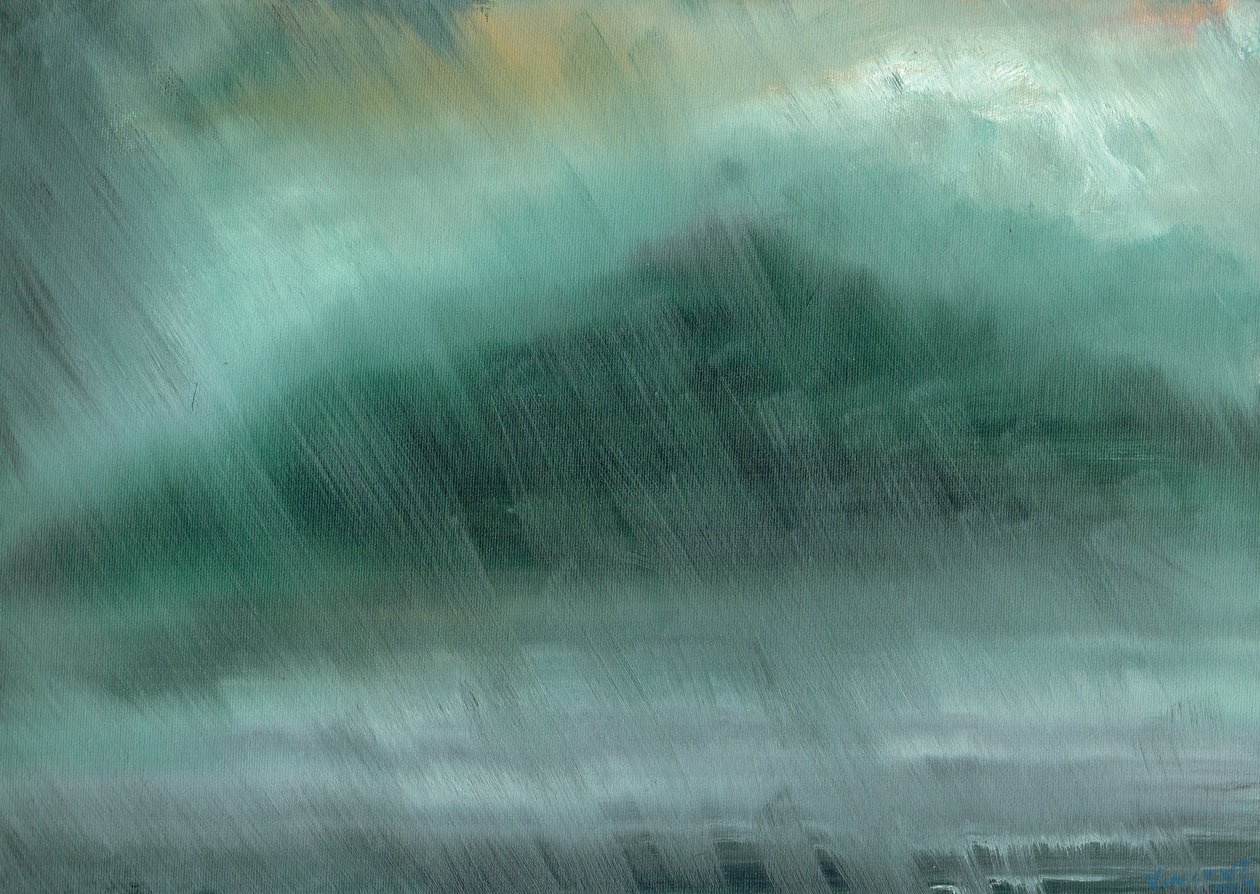 Vuoristosade, 2017, (öljy kankaalle) tekijältä Vincent Alexander Booth