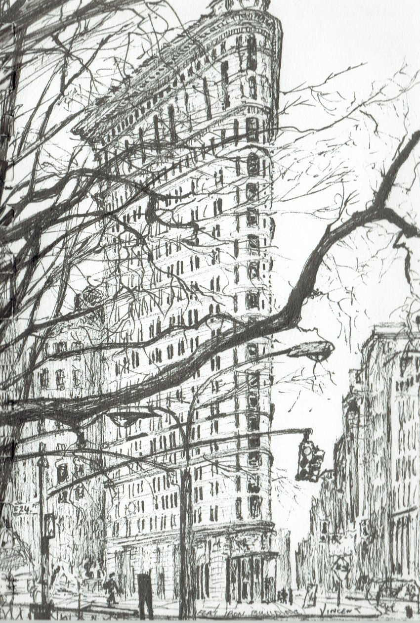 New York Flat Iron Building, 2003, (muste paperille) tekijältä Vincent Alexander Booth
