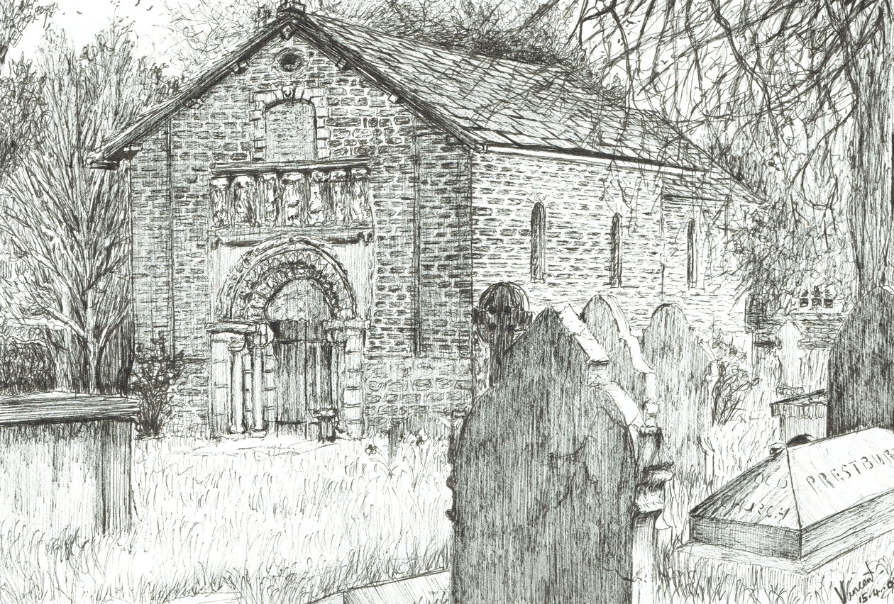 Old Church, Prestbury, 2009, (muste paperille) tekijältä Vincent Alexander Booth