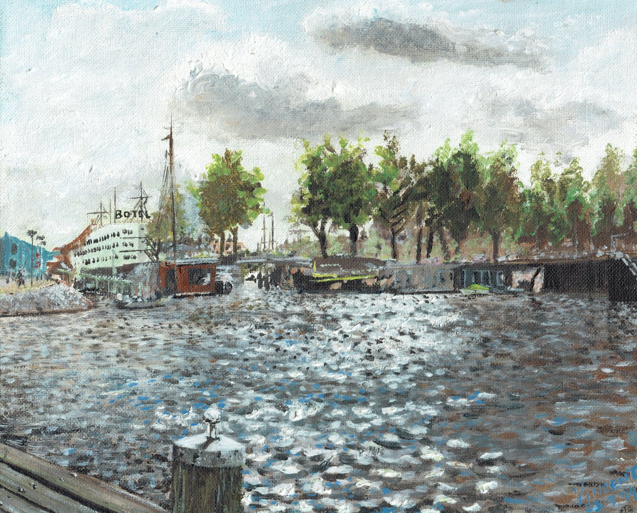 Oosterdok Amsterdam, 1999, (akryyli kankaalle) tekijältä Vincent Alexander Booth