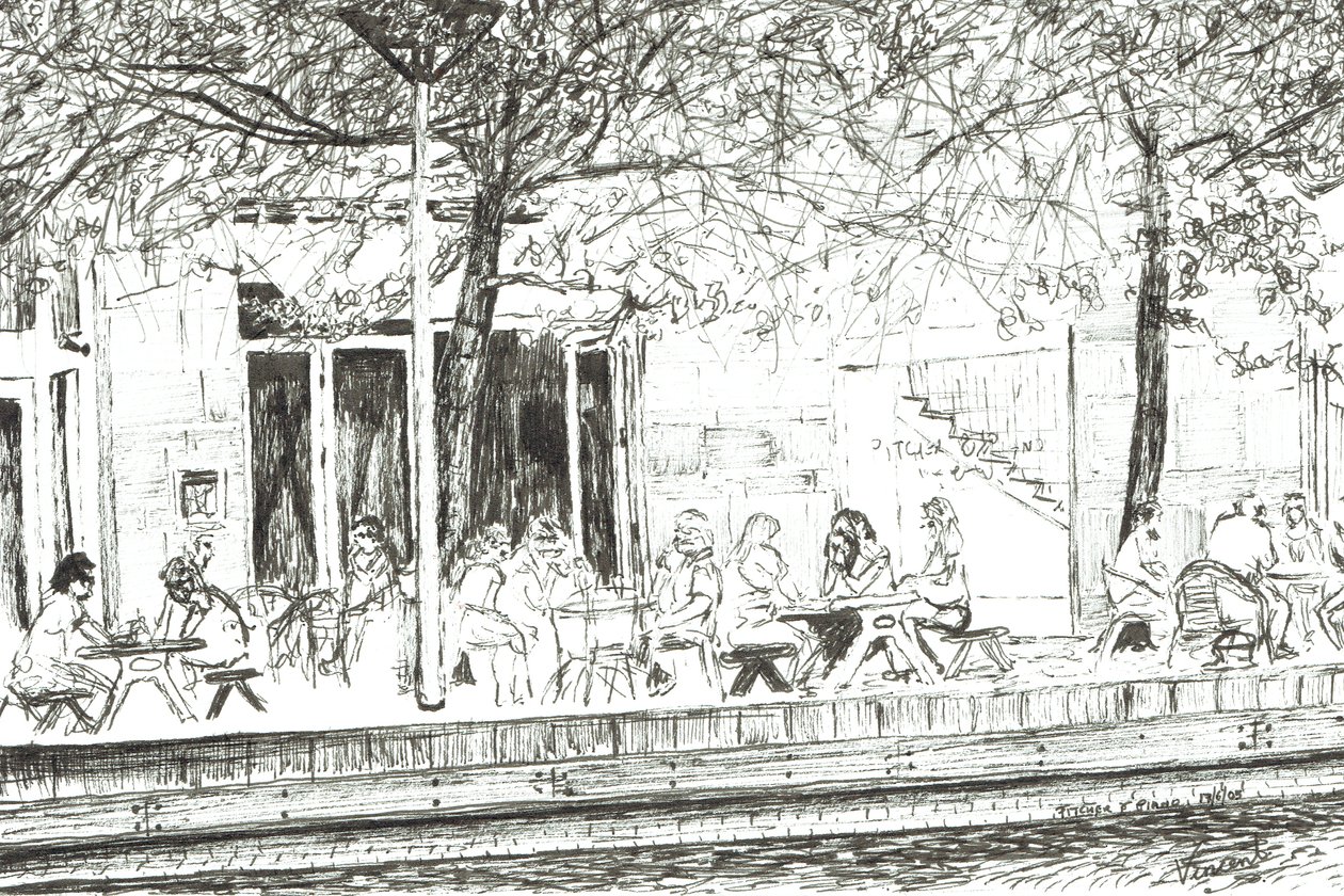 Kannu ja pianobaari Manchester, 2005, (Tussi paperille) tekijältä Vincent Alexander Booth