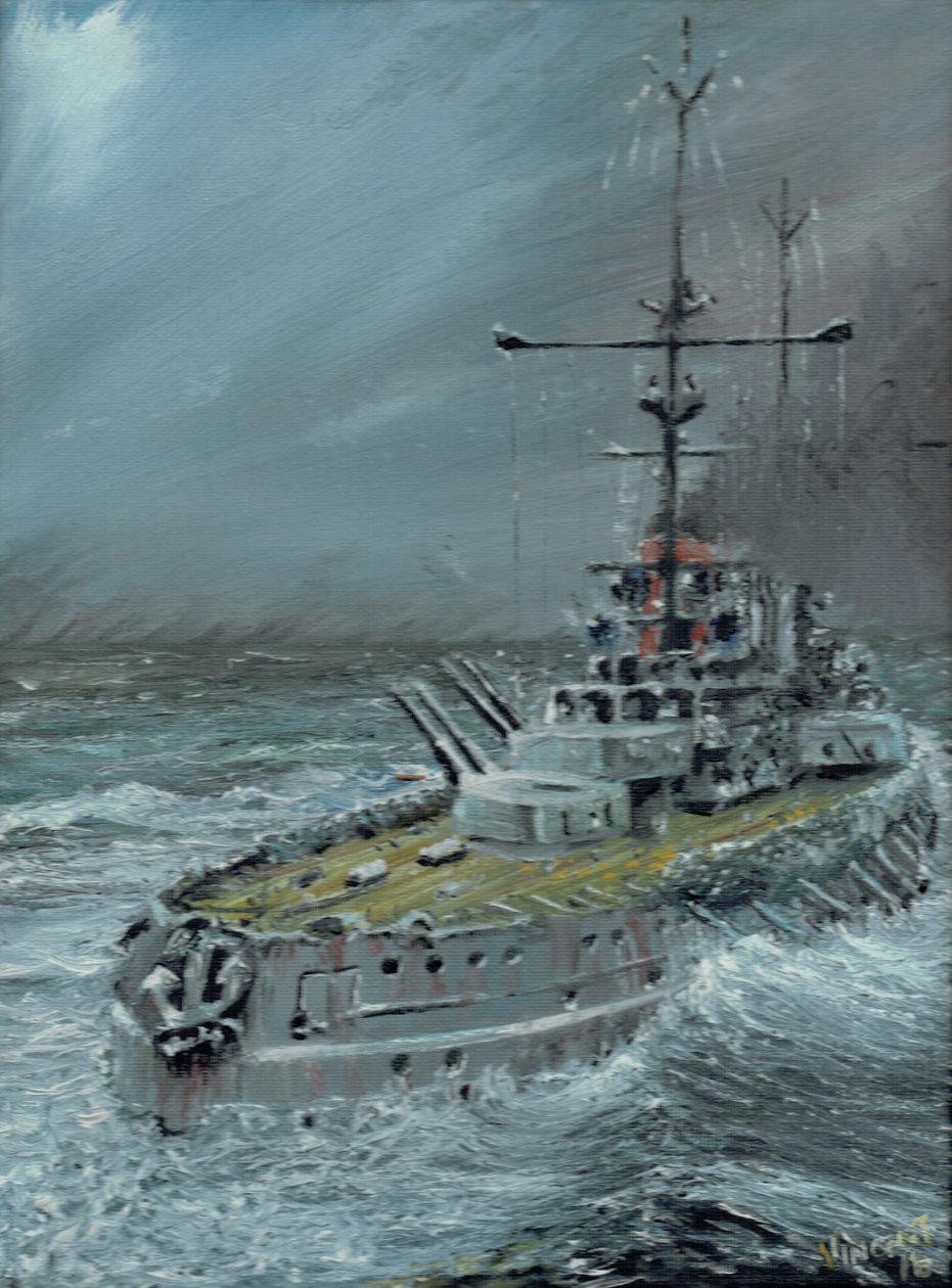 SMS Friedrich der Grosse Jyllannissa 1916, 2016, (öljy kankaalle) tekijältä Vincent Alexander Booth
