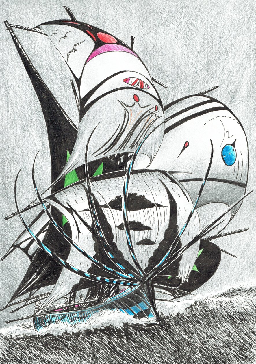 Storm Creators Andamaanienmeri, 2017, (muste paperille) tekijältä Vincent Alexander Booth