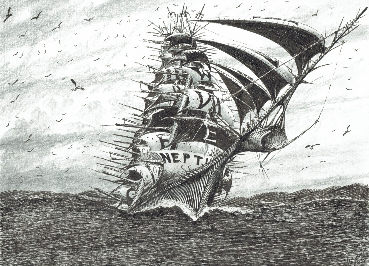 Storm Creators Cape Dolphin, 2024 (tussi ja lyijykynä paperille) tekijältä Vincent Alexander Booth