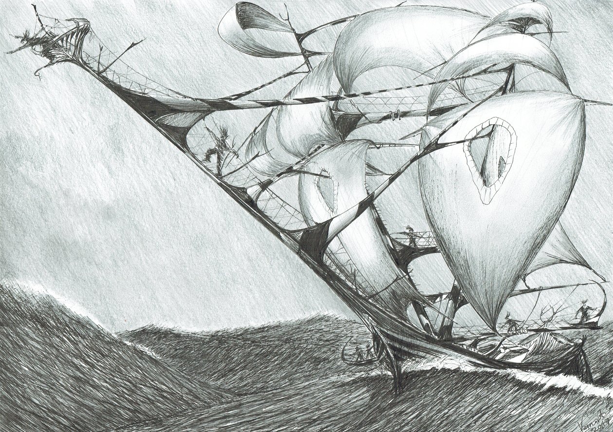 Storm Creators Kaspianmeri, 2017, (muste paperille) tekijältä Vincent Alexander Booth